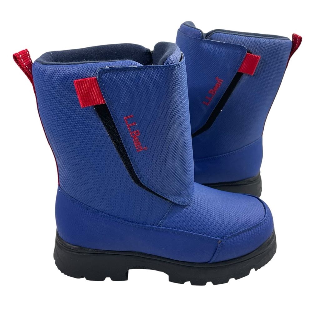 NEW L.L. Bean Winter Boots Big Kids Size 6 Blue Red Hook Loop Closure Waterproof